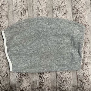Garage Cropped Tube Top - Grey with Stripes